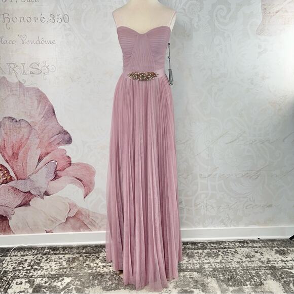 Adrianna Papell Lavender Pleated Strapless Gown NWT - Picture 1 of 11